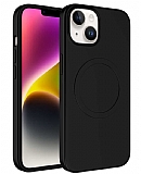 Eiroo iPhone 13 MagSafe zellikli Siyah Silikon Klf