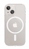 Eiroo iPhone 13 Mini Manyetik zellikli Wireless effaf Silikon Klf
