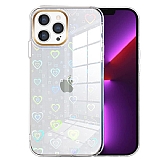 Eiroo iPhone 13 Pro Hologram Kalpli Silikon Kenarl effaf Rubber Klf