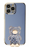 Eiroo iPhone 13 Pro Max Lks Ay Standl Mavi Silikon Klf