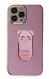 Eiroo iPhone 13 Pro Max Baby Panda Standl Mor Silikon Klf