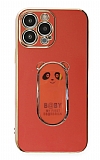 Eiroo iPhone 13 Pro Max Baby Panda Standl Krmz Silikon Klf