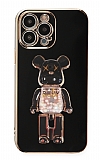 Eiroo iPhone 13 Pro Max Candy Bear Standl Siyah Silikon Klf