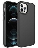 Eiroo iPhone 13 Pro Max Metal ereveli Siyah Rubber Klf