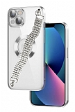 Eiroo iPhone 13 Su Yolu Zincirli Silver Silikon Klf