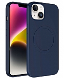 Eiroo iPhone 14 MagSafe zellikli Lacivert Silikon Klf