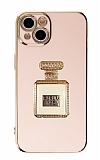 Eiroo iPhone 14 Plus Aynal Parfm Standl Pembe Silikon Klf