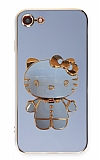 Eiroo iPhone 7 / 8 Aynal Kitty Standl Mavi Silikon Klf