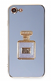 Eiroo iPhone 7 / 8 Aynal Parfm Standl Mavi Silikon Klf