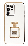 Eiroo Samsung Galaxy S20 Ultra Aynal Parfm Standl Beyaz Silikon Klf