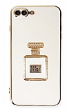 Eiroo iPhone 7 Plus / 8 Plus Aynal Parfm Standl Beyaz Silikon Klf