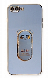 Eiroo iPhone 7 Plus / 8 Plus Baby Panda Standl Mavi Silikon Klf