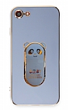 Eiroo iPhone SE 2020 Baby Panda Standl Mavi Silikon Klf