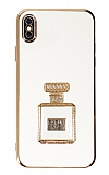 Eiroo iPhone X / XS Aynal Parfm Standl Beyaz Silikon Klf