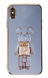 Eiroo iPhone X / XS Candy Bear Standl Mavi Silikon Klf