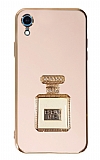 Eiroo iPhone XR Aynal Parfm Standl Pembe Silikon Klf