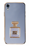 Eiroo iPhone XR Aynal Parfm Standl Mavi Silikon Klf