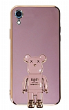 Eiroo iPhone XR Baby Bear Standl Mor Silikon Klf