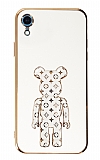 Eiroo iPhone XR Bearbrick Standl Beyaz Silikon Klf