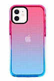 Eiroo Jelly iPhone 11 Mavi-Pembe Silikon Klf