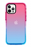 Eiroo Jelly iPhone 12 Pro Max 6.7 in Mavi-Pembe Silikon Klf