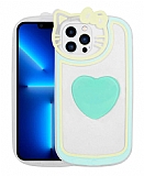 Eiroo Kitty iPhone 12 Pro Max Kedi Figrl Tutuculu Turkuaz Silikon Klf