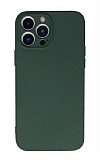 Eiroo Lansman iPhone 13 Pro Max Kamera Korumal Koyu Yeil Silikon Klf