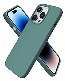 Eiroo Lansman iPhone 14 Pro Koyu Yeil Silikon Klf
