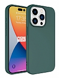Eiroo Lansman iPhone 15 Pro Max Koyu Yeil Silikon Klf