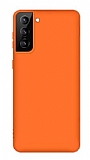 Eiroo Lansman Samsung Galaxy S21 FE Turuncu Silikon Klf