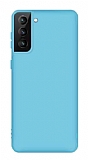 Eiroo Lansman Samsung Galaxy S21 Mavi Silikon Klf