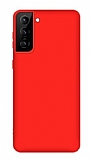 Eiroo Lansman Samsung Galaxy S21 Krmz Silikon Klf