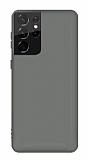 Eiroo Lansman Samsung Galaxy S21 Ultra Gri Silikon Klf