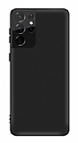 Eiroo Lansman Samsung Galaxy S21 Ultra Siyah Silikon Klf
