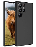 Eiroo Lansman Samsung Galaxy S23 Ultra Kamera Korumal Siyah Silikon Klf
