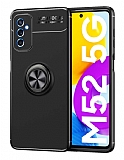 Eiroo Liquid Ring Samsung Galaxy M52 5G Standl Siyah Silikon Klf