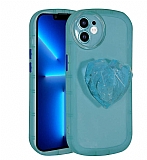Eiroo Love Series iPhone 12 Kalp Tutuculu Mavi Silikon Klf