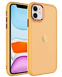 Eiroo Luxe iPhone 11 Buzlu Silikon Kenarl Turuncu Rubber Klf
