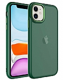 Eiroo Luxe iPhone 11 Buzlu Silikon Kenarl Yeil Rubber Klf