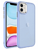 Eiroo Luxe iPhone 11 Buzlu Silikon Kenarl Lila Rubber Klf