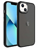 Eiroo Luxe iPhone 13 Buzlu Silikon Kenarl Siyah Rubber Klf