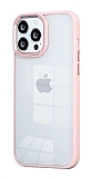 Eiroo Luxe iPhone 13 Pro Max Pembe Silikon Kenarl Rubber Klf