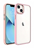 Eiroo Luxe iPhone 14 Plus Silikon Kenarl Pembe Rubber Klf