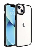 Eiroo Luxe iPhone 14 Plus Silikon Kenarl Siyah Rubber Klf