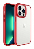 Eiroo Luxe iPhone 14 Pro Max Silikon Kenarl Krmz Rubber Klf