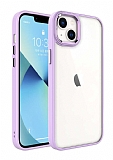 Eiroo Luxe iPhone 14 Silikon Kenarl Lila Rubber Klf