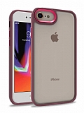 Eiroo Luxe iPhone 7 / 8 Silikon Kenarl Krmz Rubber Klf