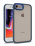 Eiroo Luxe iPhone SE 2020 Silikon Kenarl Lacivert Rubber Klf