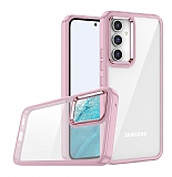 Eiroo Luxe Samsung Galaxy A24 Silikon Kenarl Pembe Rubber Klf