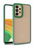 Eiroo Luxe Samsung Galaxy A72 Yeil Silikon Kenarl Rubber Klf